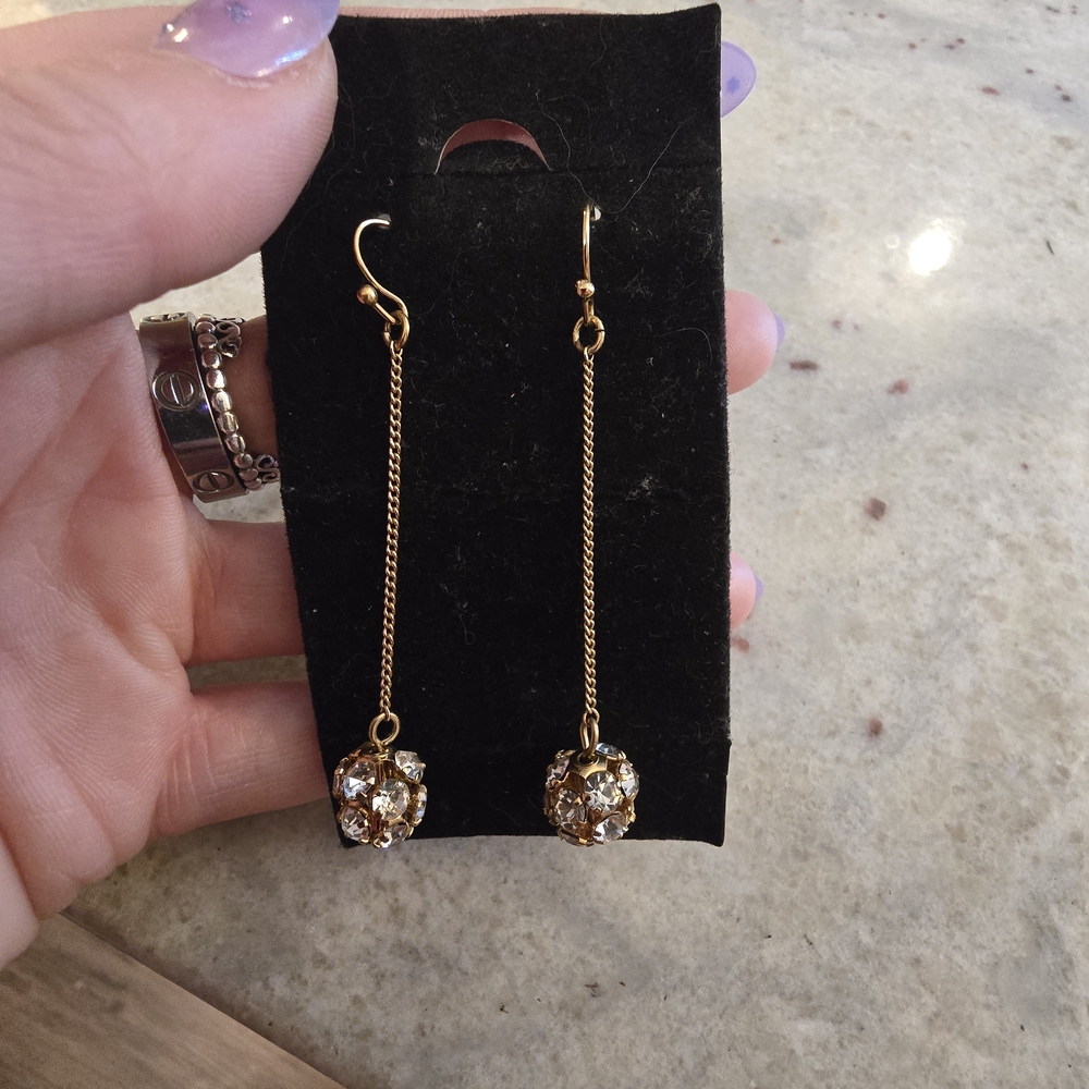 Gold Crystal Drop Earrings - Picture 1 of 1